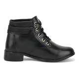 Bota Cano Curto Coturno Feminino Salto Baixo Moda Inverno