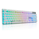 Teclado Mecánico Rgb Huo Ji Z-88, Usb-c, Switch Azul, Blanco