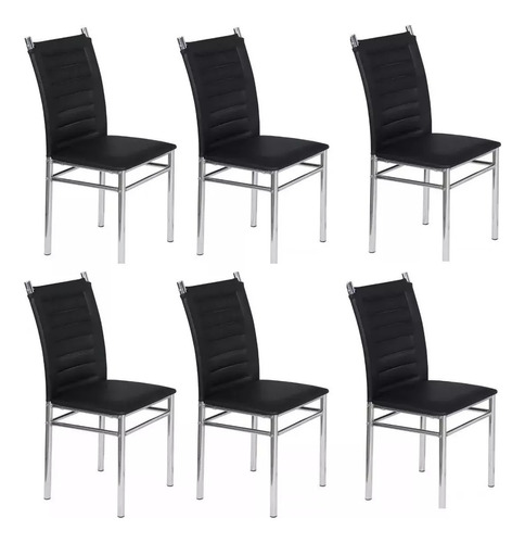 Conj 6 Cadeiras De Jantar Tókio Aço/ Tecido Couro Sintético