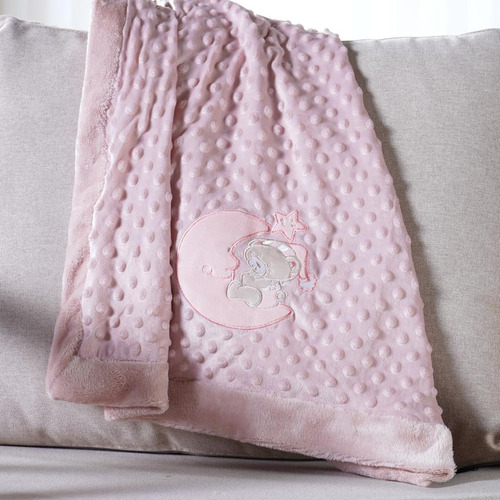 Manta Cobertor Premium Popcorn Bebê Infantil Enxoval Baby Cor Rosa