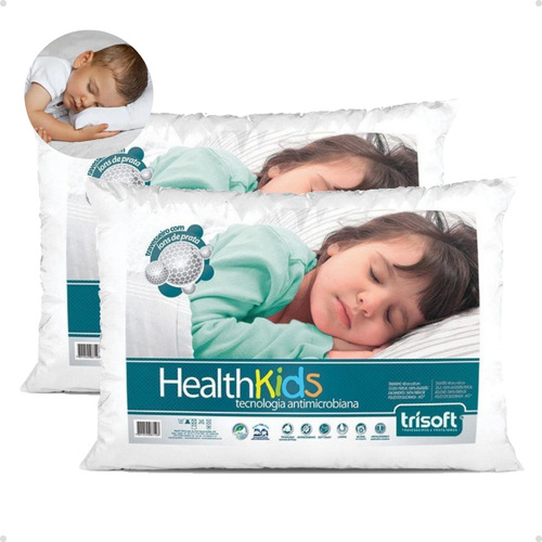 2 Travesseiro Infantil Antialérgico Impermeável 100% Algodão