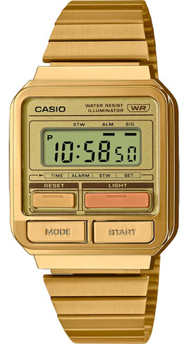 Reloj Casio Vintage A120weg-9adf *correa Retro-futurista De Color Dorado