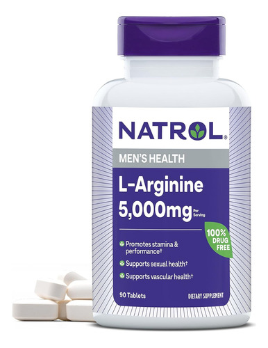 Natrol L-arginina Suplemento Força Extra 3000mg - 90 Tablets