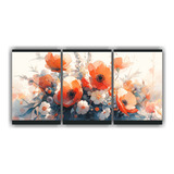 120x60cm Set 3 Canvas Hermoso Fantasia A Poppies Vibrants