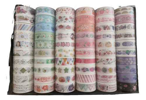 Set De 60 Washi Tapes Kawai Muchos Colores Y Diseños!!