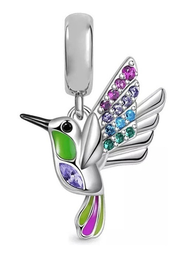 Charm Dije Pájaro Colibrí Para Pulsera Mujer En Plata 925 