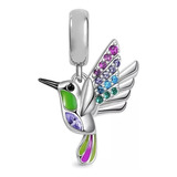 Charm Dije Pájaro Colibrí Para Pulsera Mujer En Plata 925 