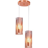 Lustre Pendente Duplo Sala Jantar Mirage Zebra Cobre 2 Lâmpadas E-27 Llumm Bronzearte