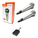 Microfone Com Fio Karaoke Kit Completo 2 Pçs + Adaptador P10