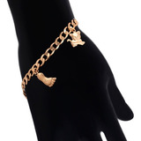 Brazalete Dije Caballo Pie Gato Oso Elefante Oro Lam18k