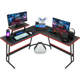 Escritorio Gamer Onehome Lk-0001 Melamina Con Textura De Fibra De Carbono De 130cm X 76cm X 50cm X 130cm Negro 