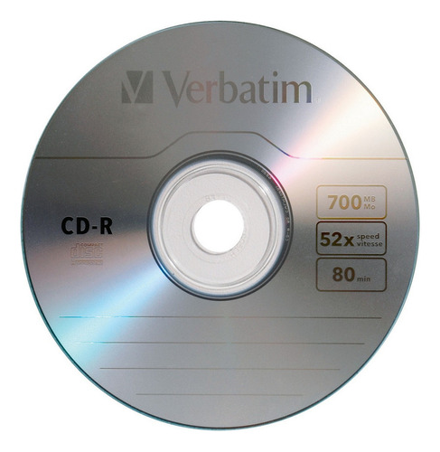 Disco Compacto Verbatim Cd-r 80min 700mb 52x Paquete C/5 /vc