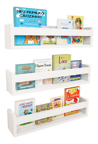 Kit 3 Prateleira Livros Infantil Montessoriana 60