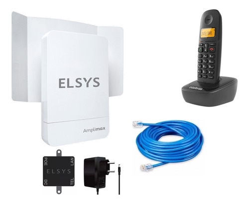 Kit Internet Rural Amplimax 4g + Telefone S/fio + Cabo 100m