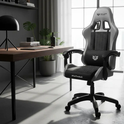 Silla gamer Balam Rush Power Rush V2 ergonomica reclinable 135° 120kg gris piel sintetica | Meses sin interés