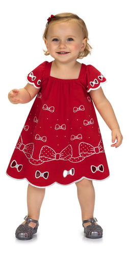 Vestido Infantil Kyly Laços Vermelho 1001248