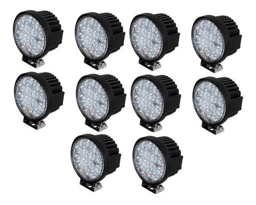 10 Faro Led 14 Auxiliar Redondo 42w Camión Tractor Agricola 