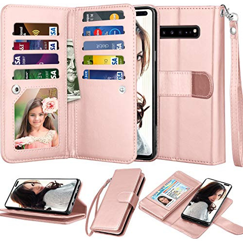 Funda Cartera Para Samsung Galaxy S10 5g Rosa Dorado Pu Piel