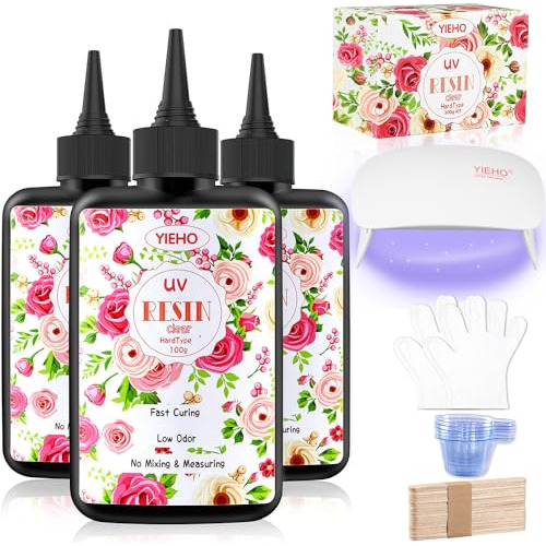 Yieho Kit De Resina Uv De 10.58 Oz Con Luz Mejorada, Transpa