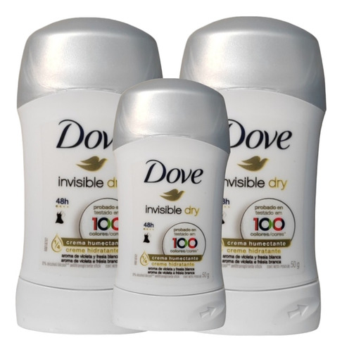 Pack X3 Desodorante Dove Invisible Dry Barra 48h