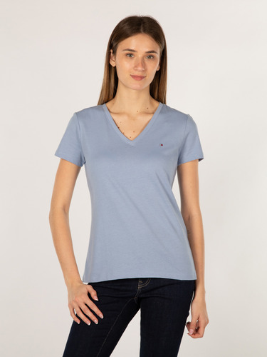 Polera Heritage V-neck Celeste Tommy Hilfiger