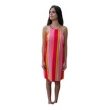 Vestido Evasê Em Tecido De Viscose Estampado  Rosa