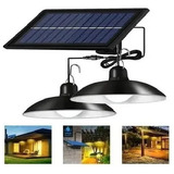 Lampara Solar Led Doble Colgante Exterior + Control