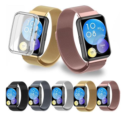 2 Correa Metálica Compatible Con Huawei Watch Fit 2 + Funda