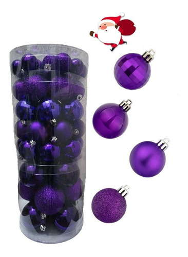 62 Esferas Premium Navideñas Decoración Navidad Árbol Color Color Violeta