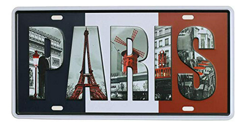 Placa Metálica Vintage Para Auto - Sumik Paris 6 X12 