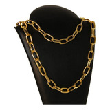 Colar Feminino Choker Elos Grandes Cordão Banhado Ouro 18k