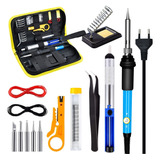 Kit Electrico Cautín 220v 60w Regulable 5 Puntas 15 Pcs