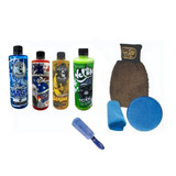 Kit Lavado De Auto + Lustre Cera Manopla Cepillo Paño Shine