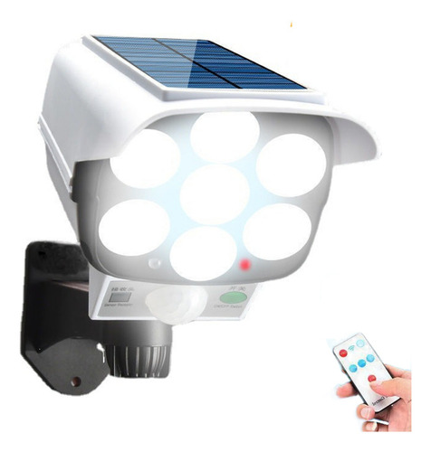 Luz Solar Control Remoto 77led 3 Modos De Falsa Cámara