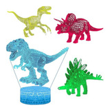 Lámpara De Ilusión 3d Dinosaurio 3 Piezas 7 Cambios De Color