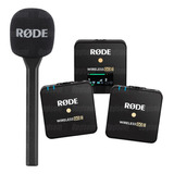 Kit 2 Microfone Sem Fio Rode Wireless Go Ii + Suporte Mão Go