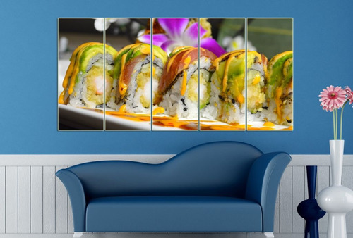 Cuadro 50x100cm Sushi Roll Maki Salmon Comida Japon M1