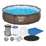 Piscina Estrutural 4.678l Deluxe Filtro +capa +forro Bestway