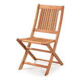 Cadeira Dobrável Sem Braços Para Áreas Externas Em Madeira E Cor Marrom Liso