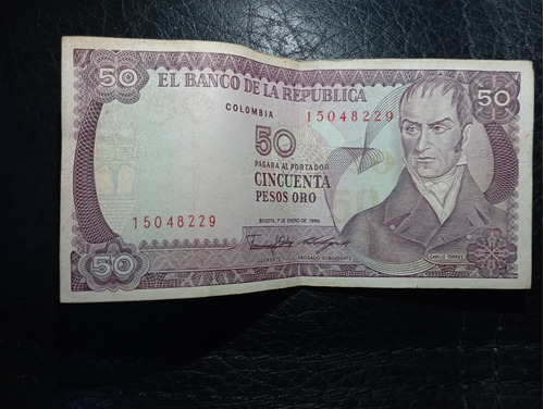 Billete 50 Pesos Oro Original Enero 1 De 1986