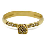 Anillo Compromiso Diseño Cristales Microbrillo Oro 18k T:17