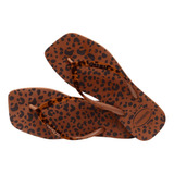 Chinelo Sandalia Feminina Havaianas Slim Square Velvet Onça