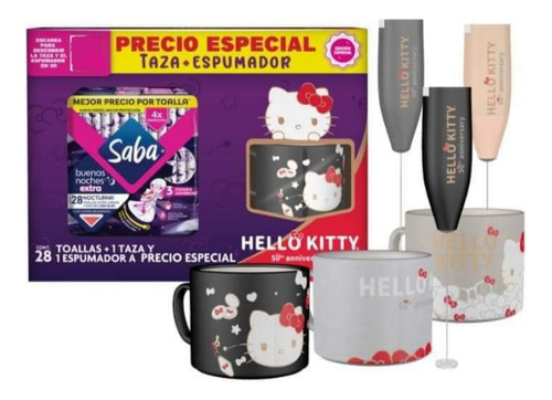 Toallas Sanitarias Saba Buenas Noches+ Taza Hello Kitty Con