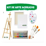 Set De Pintura Arte Acrílicos Kit Para Pintar Atril Bastidor