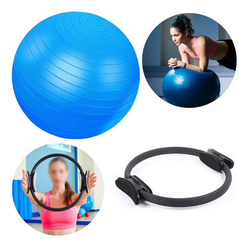 Kit Academia Bola Yoga 65cm Com Bomba + Arco Magico Circulo