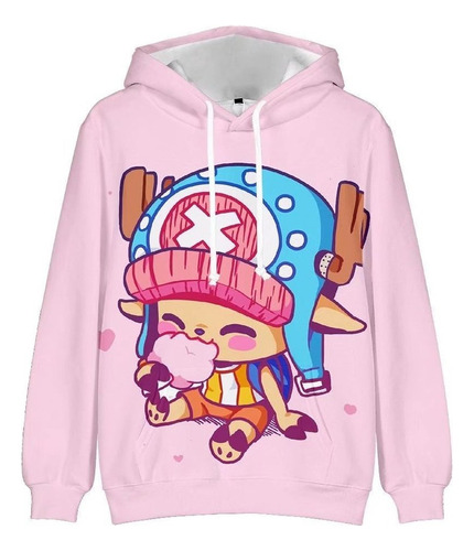 Sudadera Digital 3d Estampado Rosa One Piece Chopper De Moda