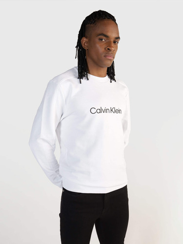 Sudadera Blanca Con Logo Calvin Klein Hombre