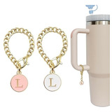 Identificador Para Vaso Dije Con Cadena Letra L 2u Rosa/ Bco