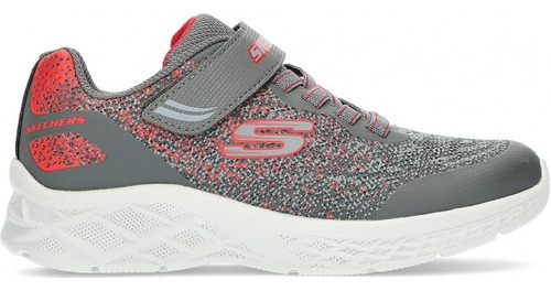 Tenis Skechers Deportivo Niño Velcro Cómodo Gris 403920 Moda