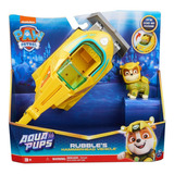 Paw Patrol Aqua Pups Rubble Con Vehiculo Figura 17776aru Ed Color Amarillo